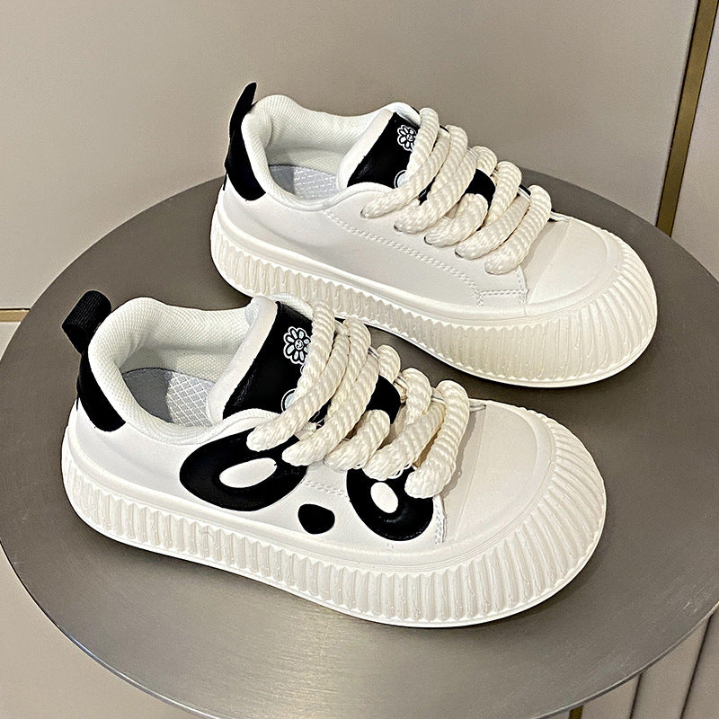 Wholesale 2023 Autumn New PU Thick Sole Panda Women's Shoes